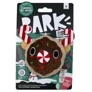 BARK Super Chewer Gnasher the Peppermint Reindeer Squeaker Christmas Dog Toy